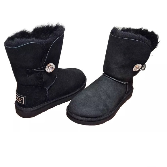 UGG Bailey Button Bling (Swarovski) Sz 6 Women Black 3349-BLK Limited Edition - Picture 6 of 11